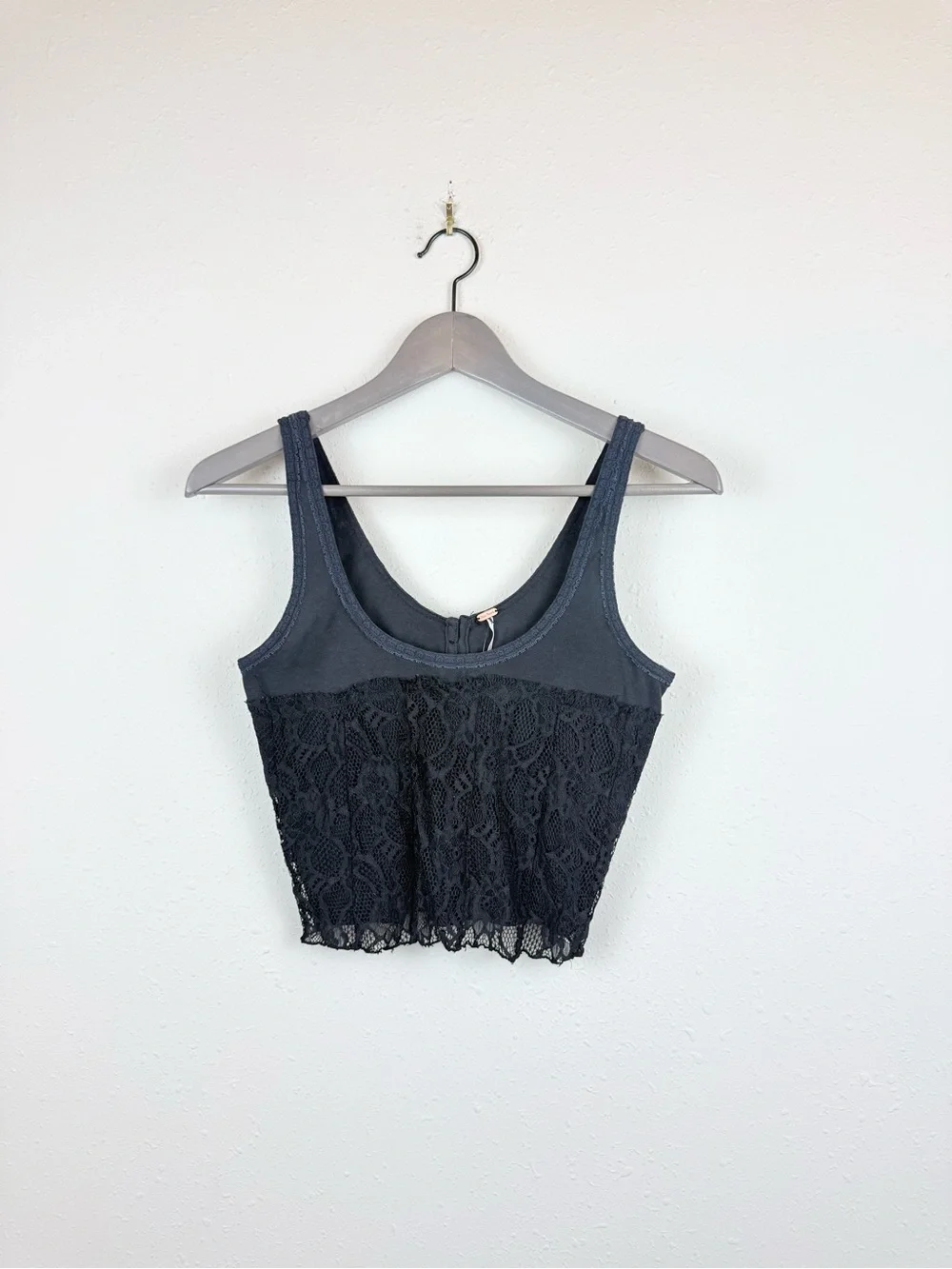 Free People Cosette Corset Lace Black Crop Tank Top Size XS NWT